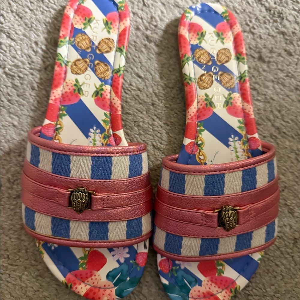Kurt Geiger Pink and Blue Striped Sandals